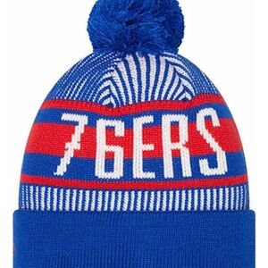 Blue and Red Kids 76ers Pom-Pom Beanie